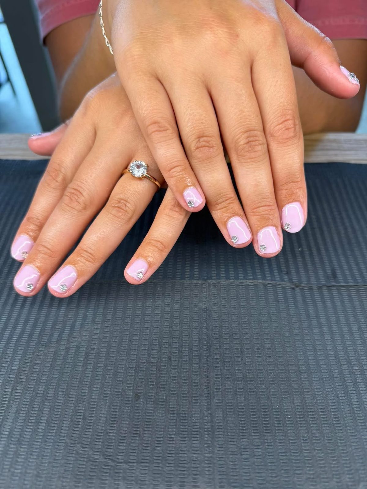Gel manicure with small gems